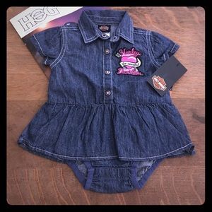 Harley Davidson girls Jean dress onesie peplum 3 m